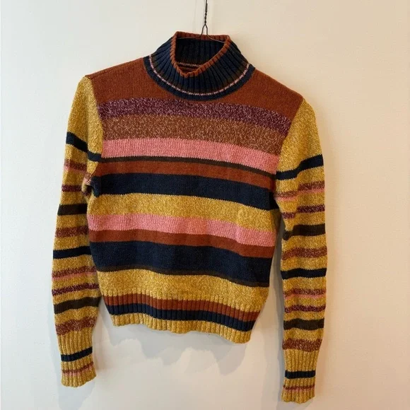 Frye Striped Multicolor Mock neck Sweater - Picture 3 of 7